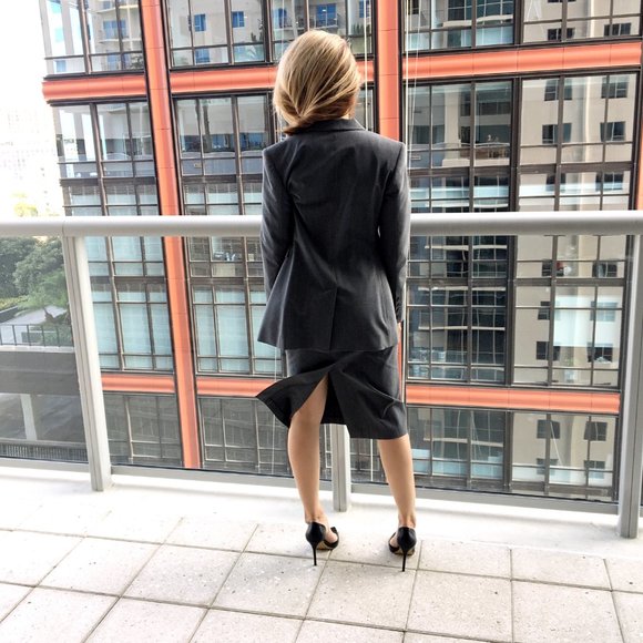 Express Stretch Pinstripe Suit Jacket & Dress - Picture 3 of 11